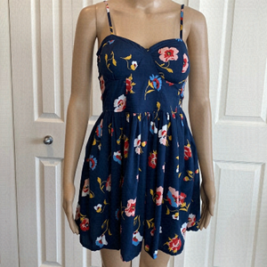 Band of gypsies - summer blue dress with flowers design - size medium